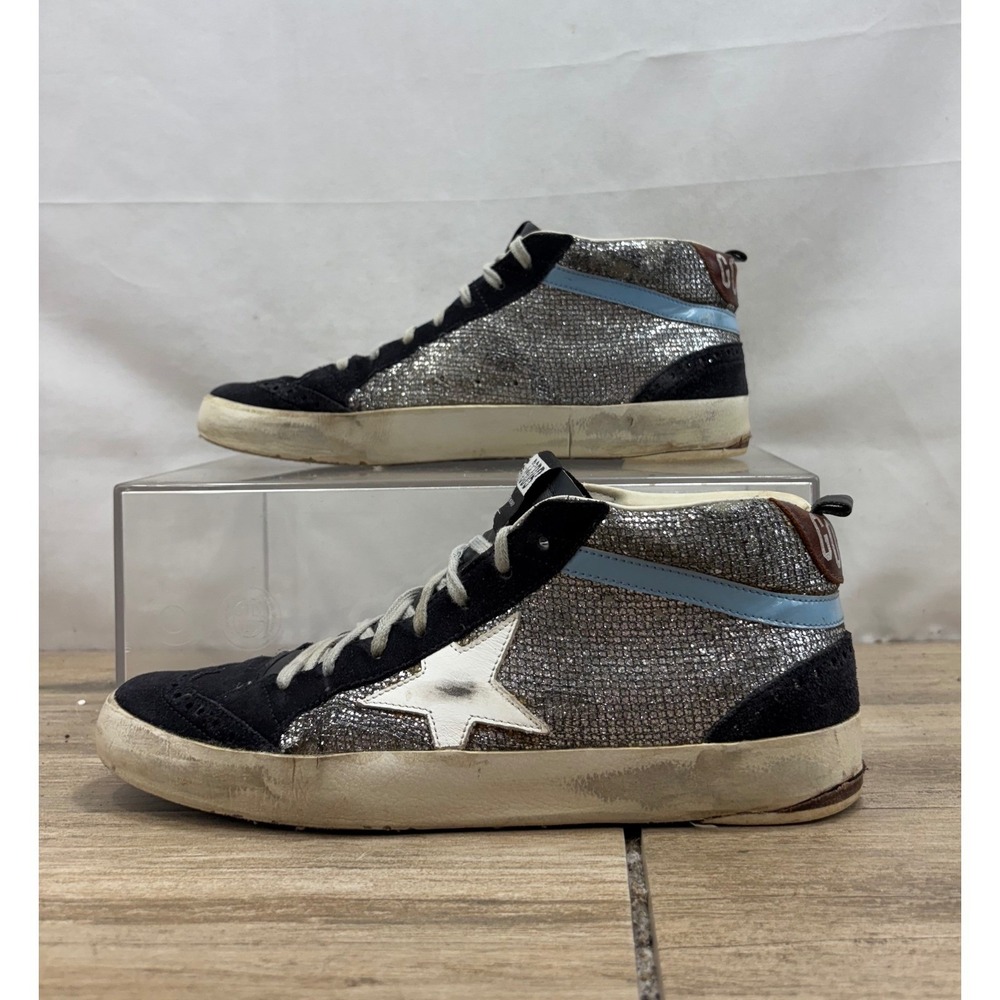 Golden Goose Deluxe Brand Mid Star Glitter Black EU 40 US Size 9 Made in Italy - Picture 2 of 10